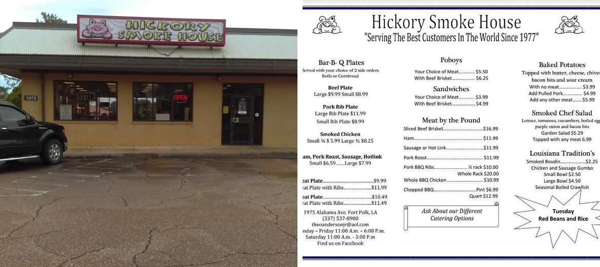 Hickory Smoke House - Fort Polk Menu